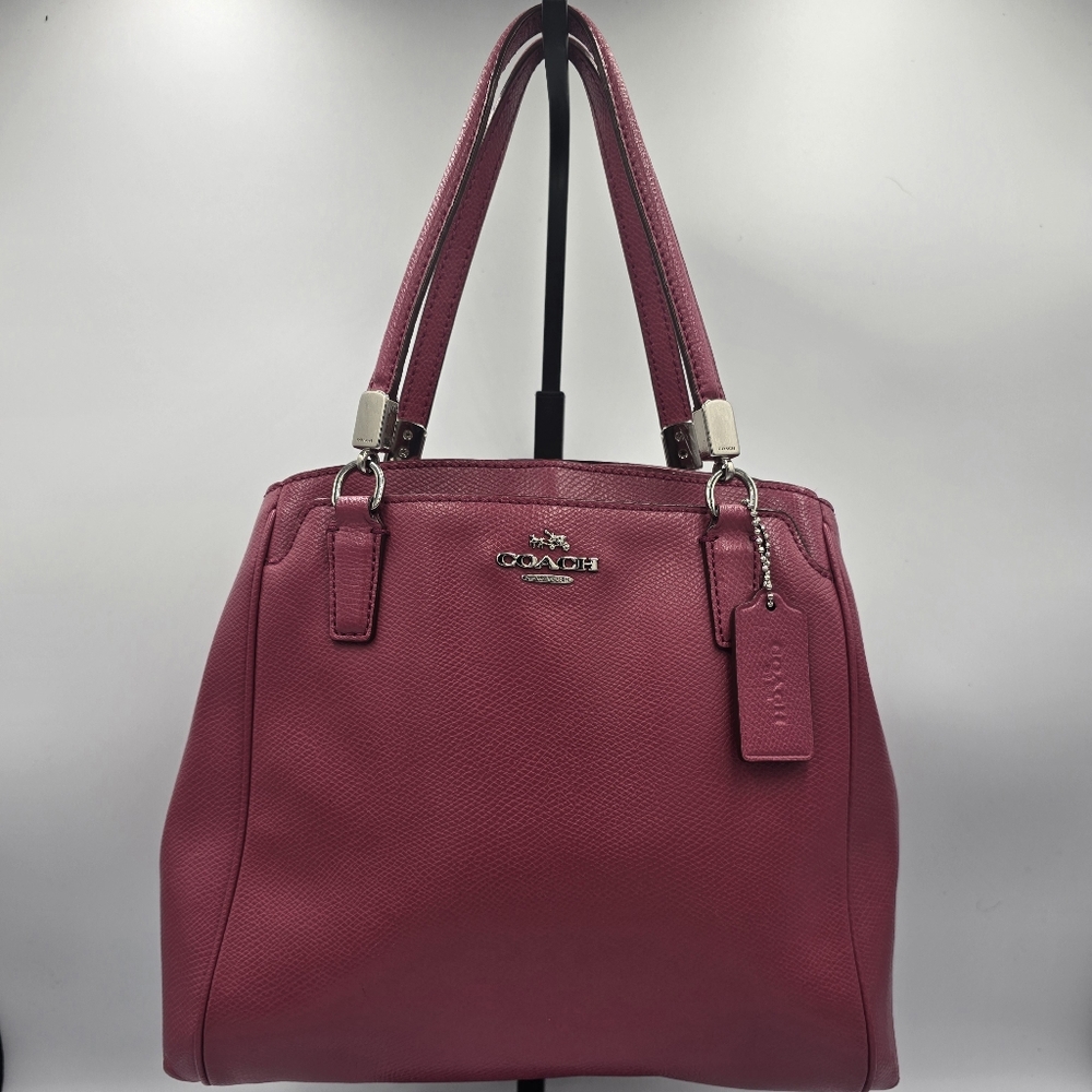COACH F34663 Minetta Rose Pink Crossgrain Leather Handbag Satchel Crossbody Prse